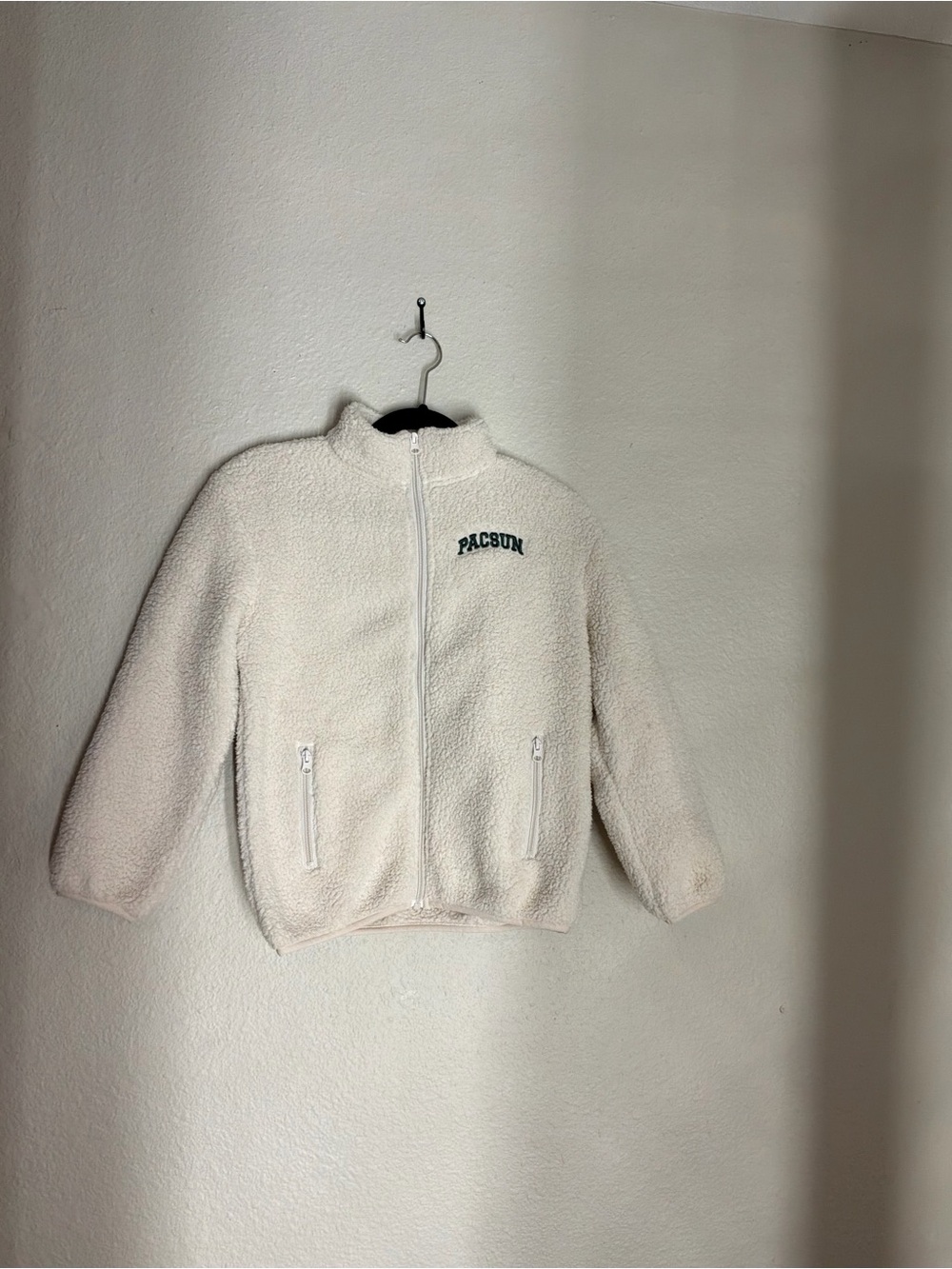 PacSun Kids Cream Sherpa Zip Jacket with Logo
